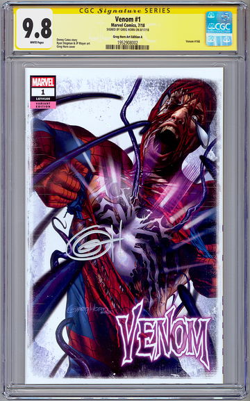 VENOM #1 CGC-SS 9.8 SIGNED GREG HORN ART ED LTD TO 3000 ASSIMILATION VAR-A 2018