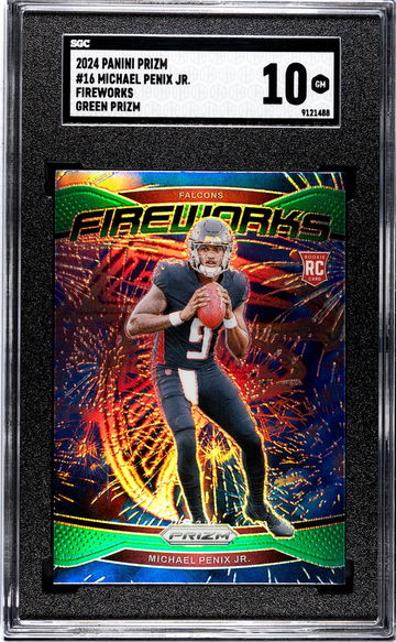 2024 Panini Prizm #16 Michael Penix Jr. Fireworks Green Prizm SGC 10