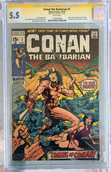 Conan the Barbarian #1 (1970) CGC 5.5 -- White pages; Roy Thomas (SS) Signed