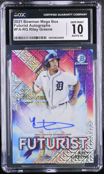 2021 BOWMAN RILEY GREENE MEGA BOX FUTURIST AUTOGRAPHS #FA-RG CGC 10 BL.A3.23