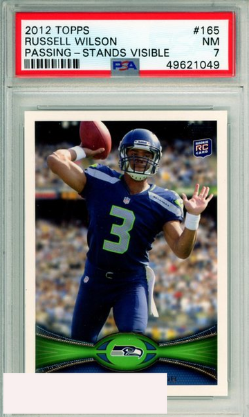 2012 TOPPS RUSSELL WILSON #165 PASSING-STANDS VISIBLE ROOKIE RC PSA 7 NM