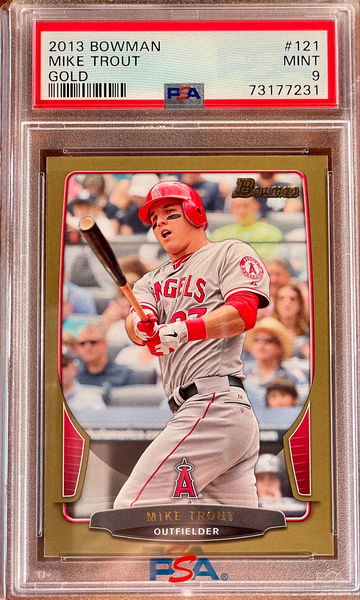 2013 Bowman GOLD 121 Mike Trout PSA 9