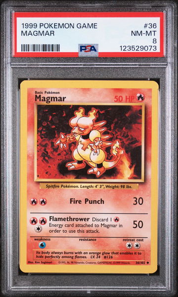 1999 Pokemon Base Set Magmar #36 PSA 8
