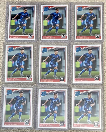 (9) 2018 Optic Weston McKennie Rated Rookie Card RC #199 - USA Men's World Cup Soccer United States - Lot of 9!