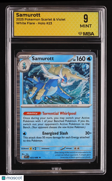 2025 Pokemon Scarlet & Violet White Flare Samurott Holo MBA 9 #23