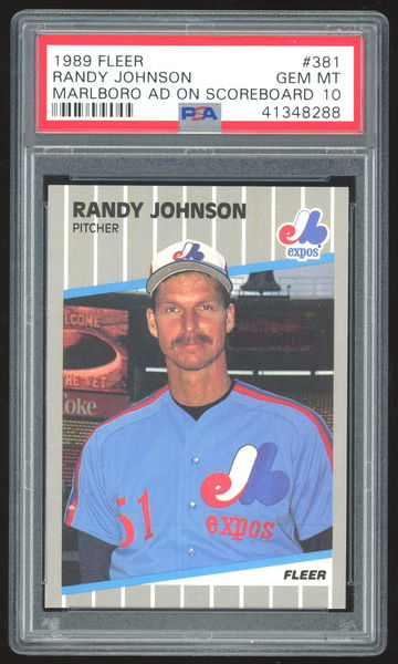 1989 Fleer Randy Johnson Marlboro Ad on Scoreboard PSA 10