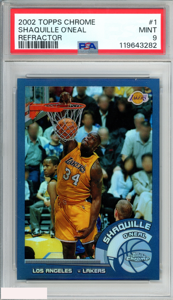 2002 TOPPS CHROME SHAQUILLE ONEAL #1 REFRACTOR LAKERS HOF PSA 9 MINT