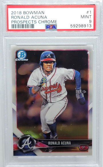 2018 BOWMAN #1 RONALD ACUNA PROSPECTS CHROME PSA 9