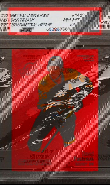 2022 Upper Deck Skybox Metal Universe David Pastrnak PMG Red /100 PSA 8 Pop 1