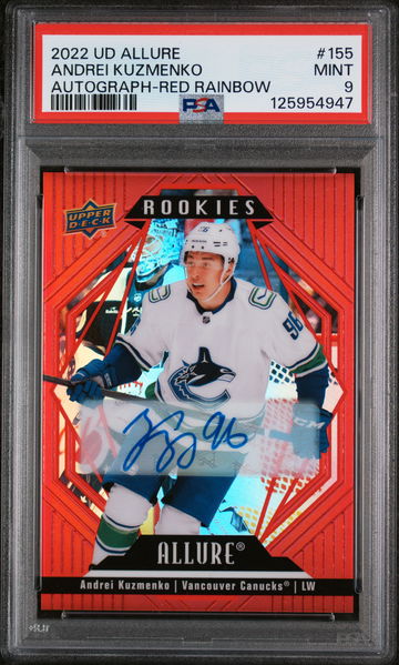 2022 Upper Deck Allure Autograph-Red Rainbow Andrei Kuzmenko #155 PSA 9