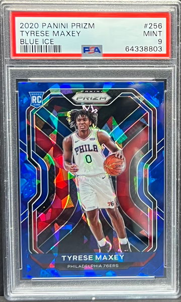 2020 Panini Prizm Tyrese Maxey 256 Blue Ice Prizm #/125 PSA 9