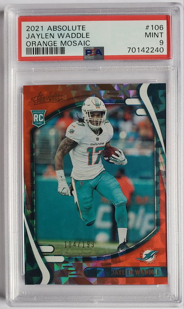 2021 Absolute Jaylen Waddle Orange Mosaic RC #106 PSA 9 #to199 Dolphins