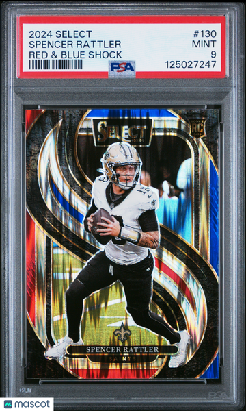 2024 Panini Select Spencer Rattler #130 Red & Blue Shock PSA 9