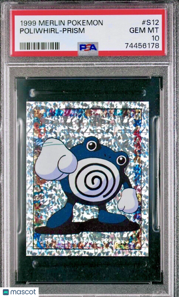 Pokemon Merlin 1999 Poliwhirl S12 Prism Holo PSA 10