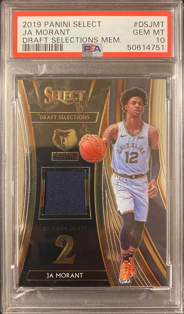 2019 JA MORANT SELECT DRAFT SELECTIONS ROOKIE PATCH PSA 10 