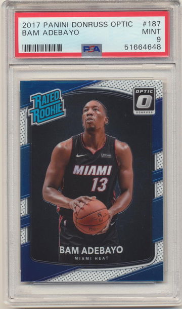 PSA 9 MINT! BAM ADEBAYO 2017 PANINI STATUS ROOKIE CARD #132 MIAMI HEAT RC