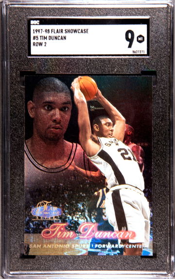 1997-98 Flair Showcase Tim Duncan RC #5 Row 2 SGC 9