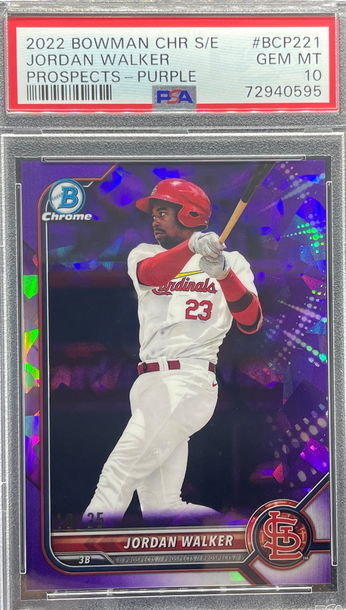 2022 Bowman Chrome Sapphire Purple Jordan Walker RC BCP221 10/25 PSA 10 Gem Mint