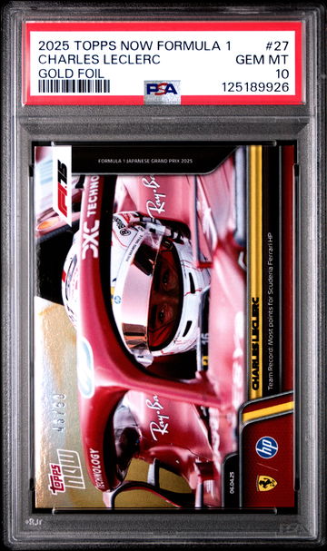 2025 TOPPS NOW FORMULA 1 CHARLES LECLERC #/50 GOLD FOIL #27 FERRARI PSA 10