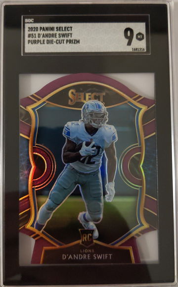 2020 Panini Select D'Andre Swift purple die cut prizm #51 Detroit Lions