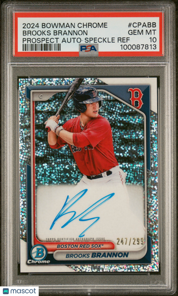 2024 Bowman Chrome Prospect Autographs Brooks Brannon #CPABB Speckle Ref /299 PSA 10
