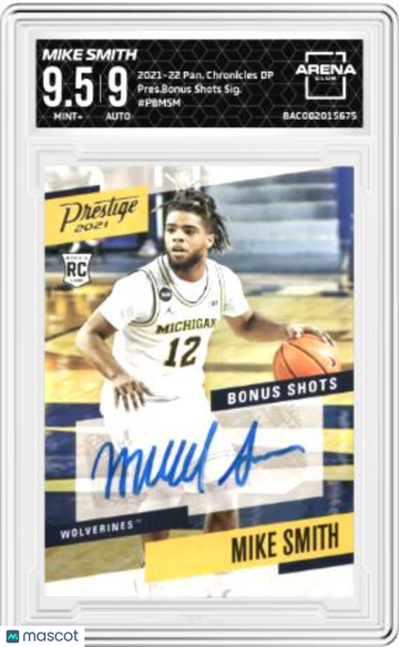 2021-22 Panini Chronicles Draft Picks Mike Smith #PBMSM Prestige Bonus Shots Signatures Auto Arena Club 9.5 Auto 9