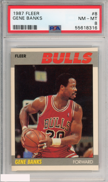 1987 FLEER GENE BANKS #8 CHICAGO BULLS PSA 8 NM-MT