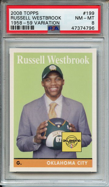 Russell Westbrook 2008-09 Topps 1958-59 Variation #199 PSA 8 Near Mint-Mint Rookie RC! 4796