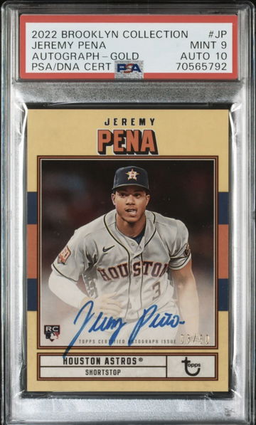 2022 Topps Brooklyn Collection Jeremy Pena Auto Gold 3/50 PSA 9 DNA 10 Jersey Number