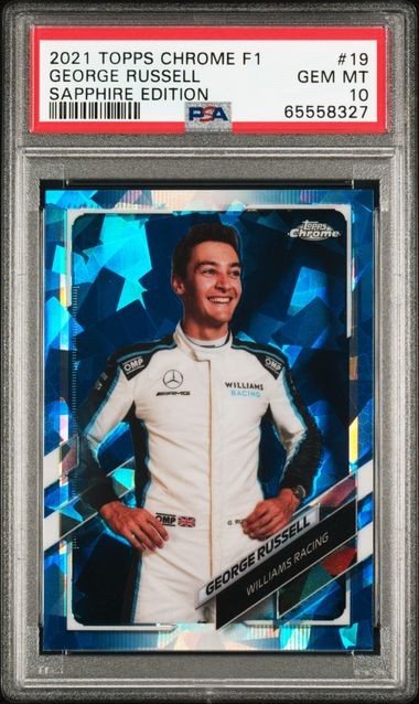 2021 TOPPS CHROME F1 GEORGE RUSSELL #19 SAPPHIRE PSA 10 GEM MINT