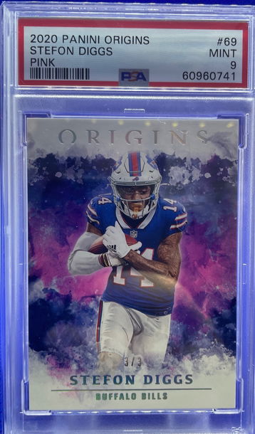 2020 Panini Origins Football Pink Stefon Diggs 3/3 Buffalo Bills PSA 9 Mint SSP