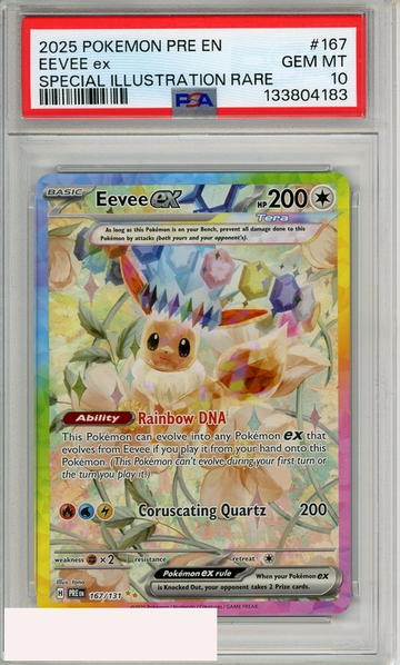 2025 POKEMON PRE EN-PRISMATIC EVOLUTIONS EEVEE EX #167 SIR PSA 10 GEM MT