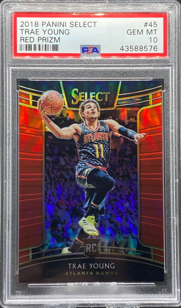 Trae Young - 2018 Panini Select Red Prizm #45 PSA 10