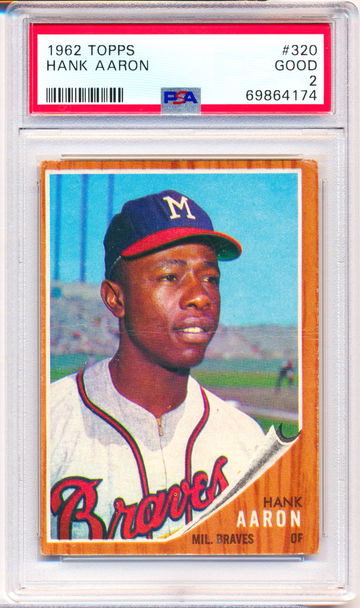 1962 Topps #320 Hank Aaron PSA 2 - JUST GRADED! NEW CASE!