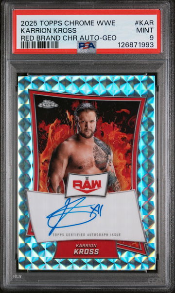 2025 Topps Chrome WWE Red Brand Chrome Autographs Geometric Karrion Kross #KAR PSA 9