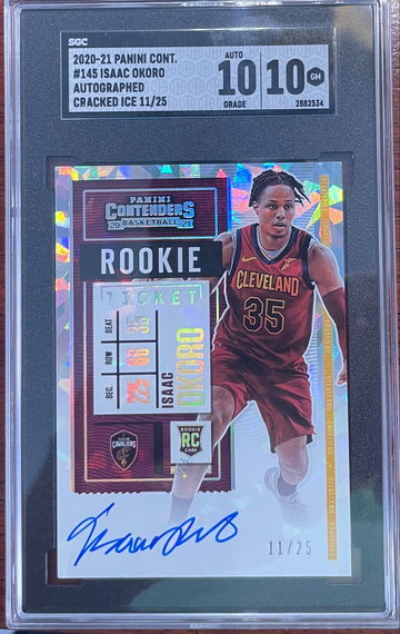 Isaac Okoro 2020-21 Contenders Cracked Ice rc Auto Autograph  #/25 SGC 10 10 CAVS