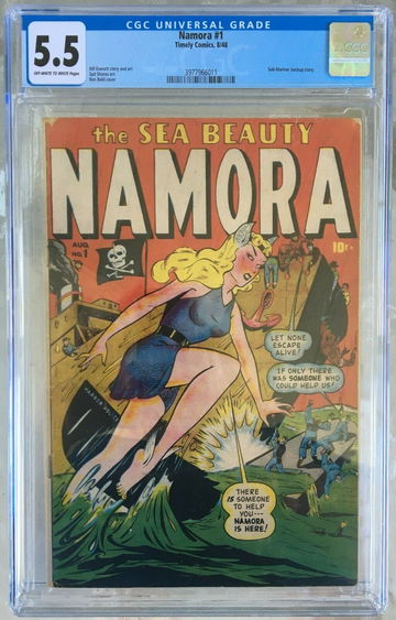 Namora #1 (1948) CGC 5.5; O/w to White pages; Sub-Mariner back-up story; Bald