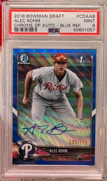 2018 bowman draft chrome Alec Bohm blue wave refractor /150 psa 9