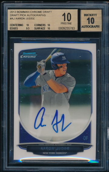 BGS 10/10 Pristine Aaron Judge Autograph Auto 2013 Bowman Chrome Draft Pick Autographs #AJ