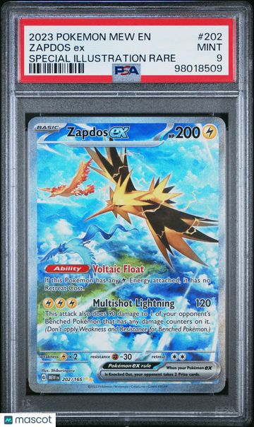 2023 Pokemon Mew EN-151 Zapdos EX Special Illustration Rare PSA 9 #202