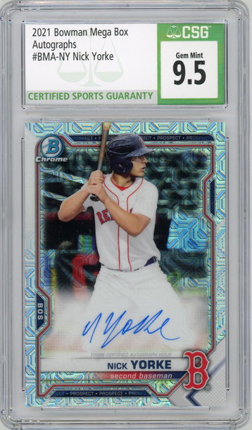 2021 Bowman Chrome Mega Box Nick Yorke Auto CSG 9.5 / 10 Autograph Boston Red Sox