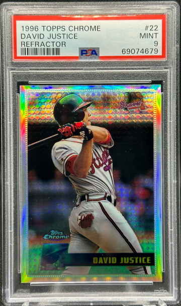 1996 Topps Chrome REFRACTOR David Justice PSA 9 MINT!