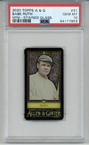 2020 TOPPS ALLEN & GINTER MINI STAINED GLASS BABE RUTH YANKEES PSA 10