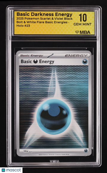 2025 Pokemon Black Bolt & White Flare Basic Darkness Energy Holo MBA 10 #23