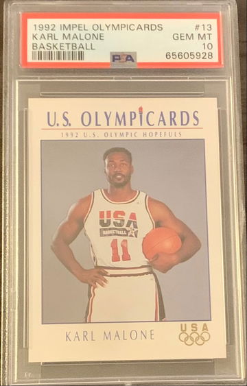 1992 Impel Basketball Olympicards #13 Karl Malone PSA 10 Gem Mint Dream Team USA - Low Pop!