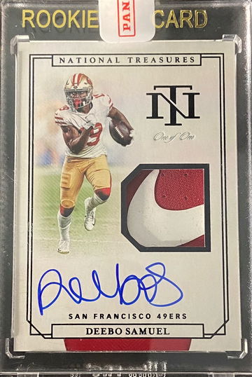 2019 Panini National Treasures Deebo Samuel Rookie Nike Patch Auto 1of1