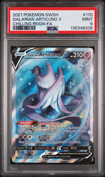 2021 Pokemon Sword and Shield Chilling Reign Galarian Articuno V #170 PSA 9