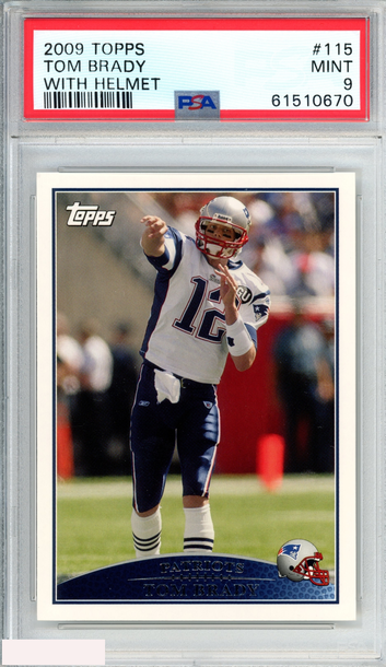 2009 TOPPS TOM BRADY #115 WITH HELMET NEW ENGLAND PATRIOTS PSA 9 MINT