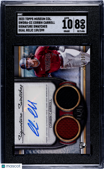 2023 Topps Museum Collection Corbin Carroll #SWDRA-CC SIG. Swatches Dual Relic SGC 8 Auto 10