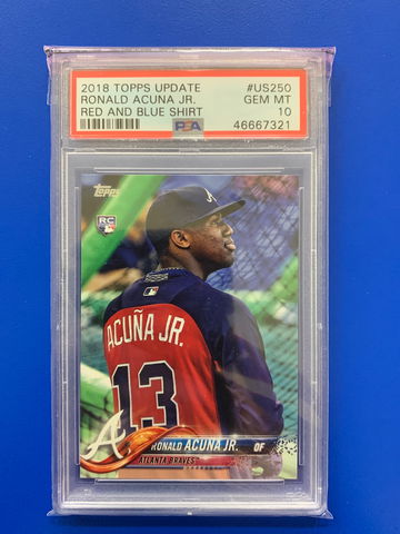 2018 Topps Update Ronald Acuna #US250 Red Blue PSA 10